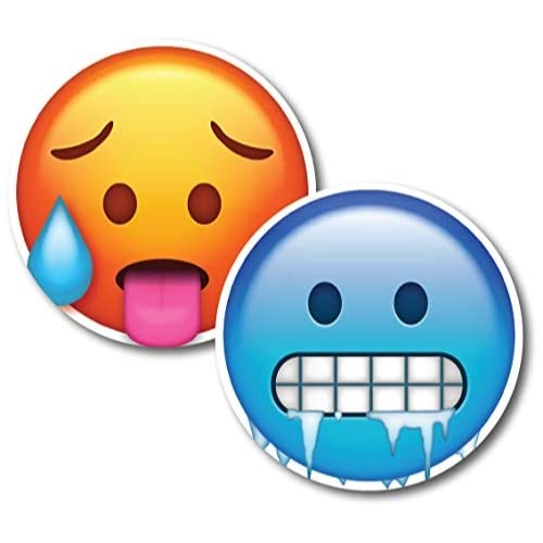 Magnet Me Up Hot And Cold Emoticon Magnet Decal, 5 Inch, 2 Piece Combo Pack, Cute Self-Expression Decorative Magnet For Car, Tru