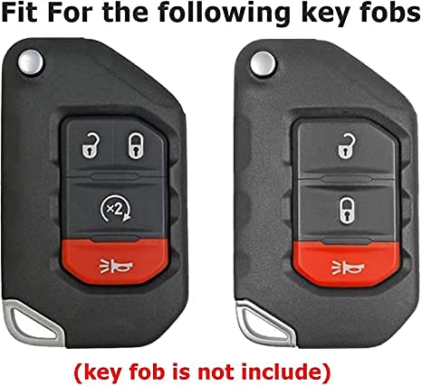 Autophone Jeep Key Fob Cover with Leather Keychain, Soft TPU Protection, Hot Red for 2018-2021 Wrangler JL Gladiator Remote Key