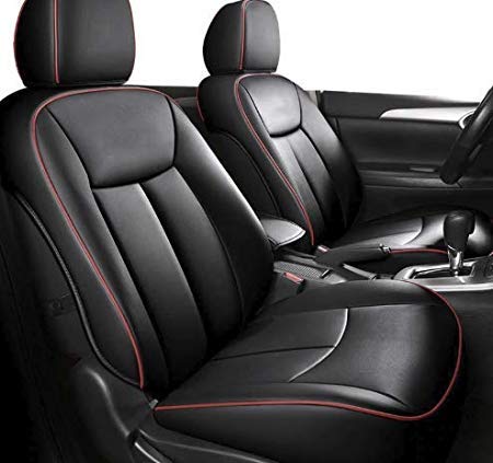 Hi Art Leatherette Custom Fit Front and Rear Car Seat Covers Compatible with Hyundai Verna Fluidic (20112016), Black and Red