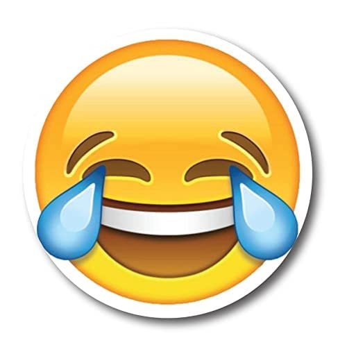 Magnet Me Up Laughing Crying Emoticon Magnet Decal, 5 Inch Round, Cute Self-Expression Decorative Magnet For Car, Truck, Suv, Or
