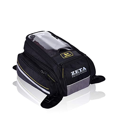 Gr Golden Riders | Zeta V2 | Motorcycle Tank Bag Magnetic Bag For Metal Tank Motorbikes 13 Liter.Tank Bag For Bike With Mobile N