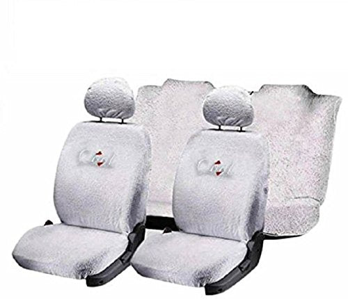 REXBURG Cotton Sweat Control Towel Fabric Car Seat Covers (White) for All Seats Compatible with Hyundai Verna (Year 2023 Onwards