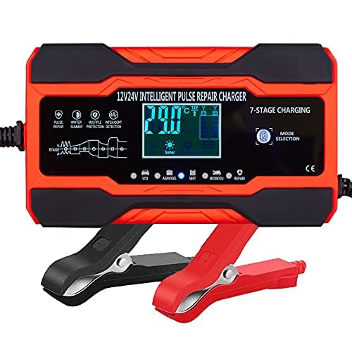 ABLY Battery Charger 8Amp  12V and 24V Automotive Trickle Charger for Car Battery, FullyAutomatic Temperature Compensation, B