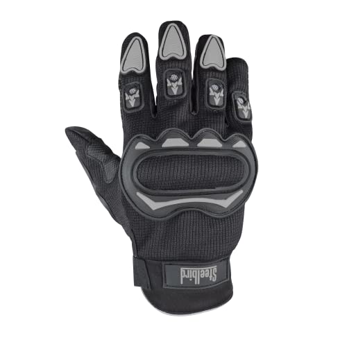 Steelbird Full Finger Bike Riding Gloves With Touch Screen Sensitivity At Thumb And Index Finger, Protective OffRoad Motorbike 