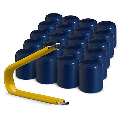Colorlugs Vinyl Lug Nut Cover | Blue | Flexible Fit Wheel Lug Nut Cap | Fits 21-23 Mm | Pack Of 20 | Includes Deluxe Extractor |