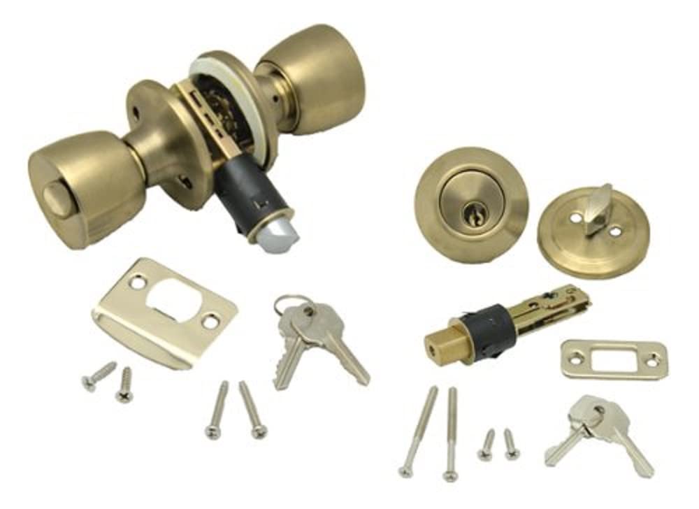 Ap Products 013-234 Combo Lock Set With Knob Lock And Dead Bolt - Polished Brass