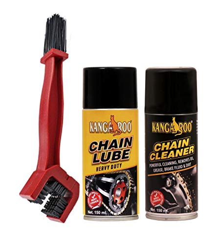 Kangaroo Chain Lubricant With Cleaner Spray And Brush (150Ml, Length 25Cm Height 6.5Cm Width 6.5Cm) For Motorcycle.