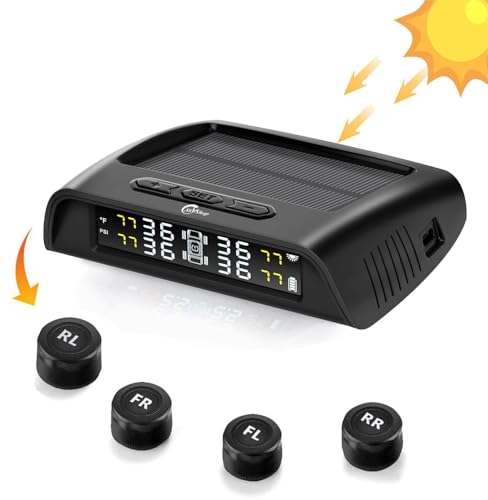 Skyshop C240 Prime (Voice Alert) External Usb/Solar Tpms (Car Tyre Pressure Monitoring System) Tire Pressure & Temperature Displ