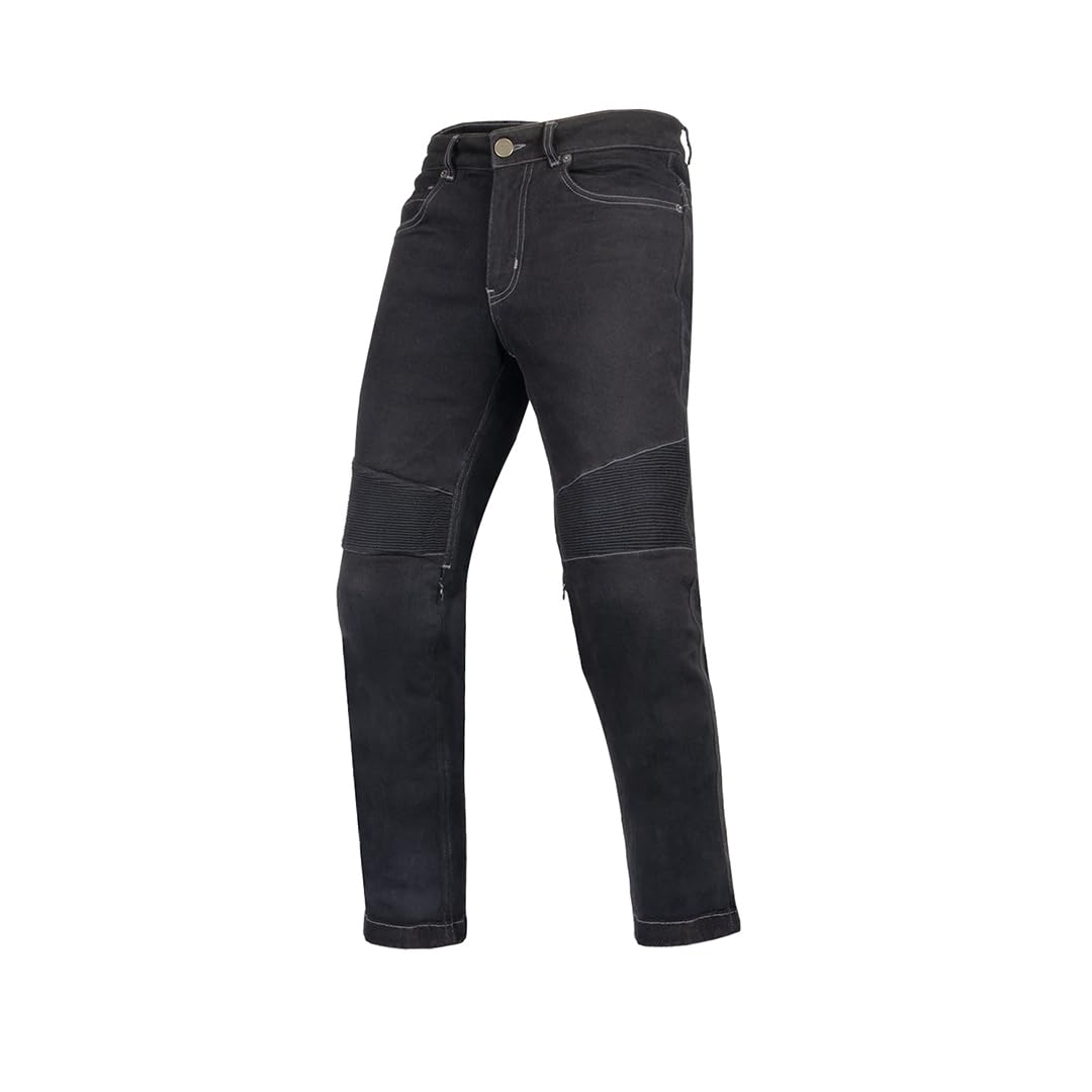 Cramster Velocity Motorcycle Jeans | Impact Protection | Abrasion Resistance | Classic 5-Pocket Design - Black, Large