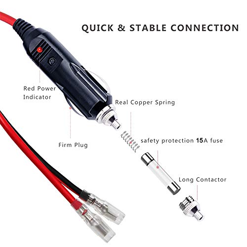 [2 Pack] 12V 12Volt Replacement Cigarette Lighter Male Plug With Leads - Car Adapter Dc Battery Charger Kit Connectors Cigar Plu