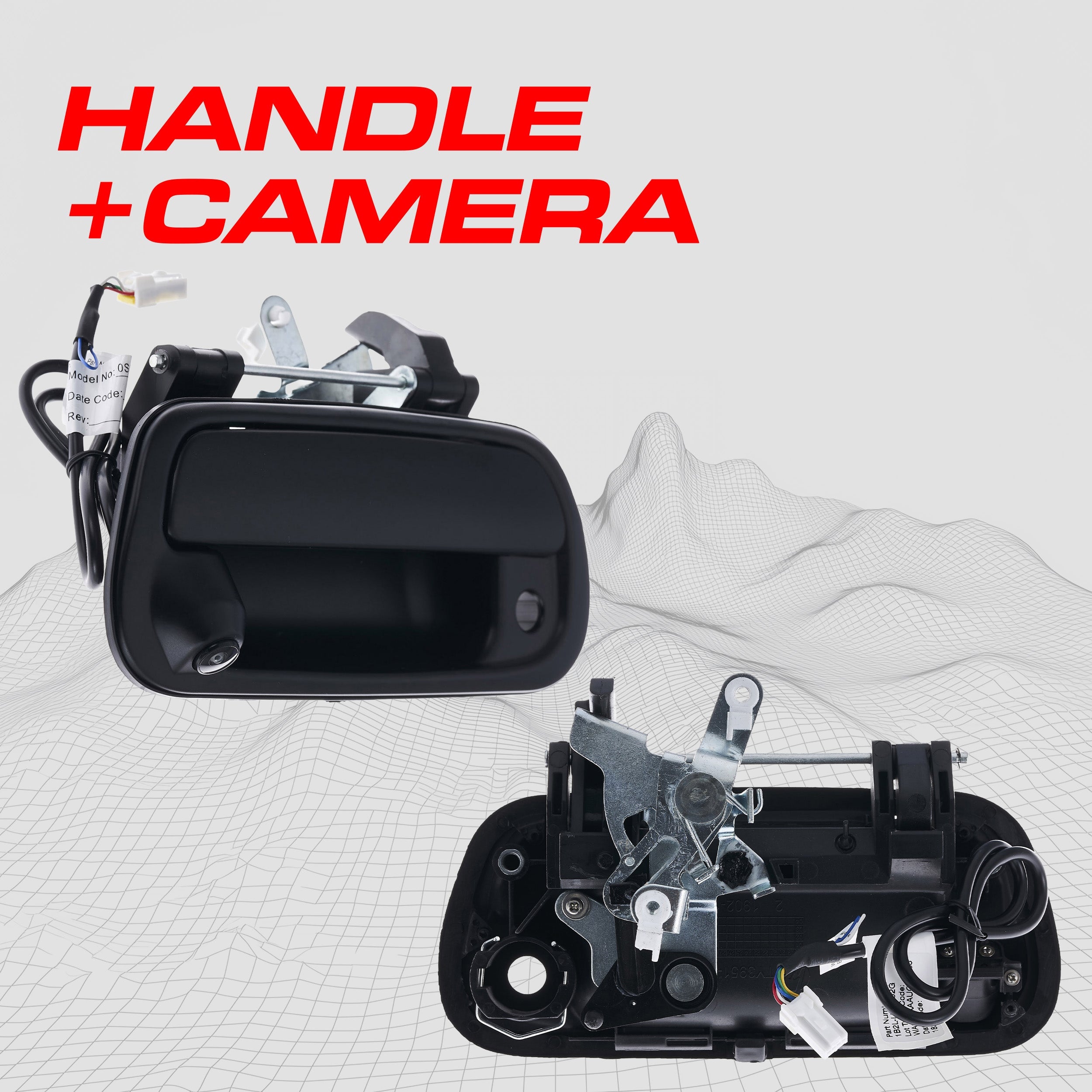 Toyota Tundra (2000-2006) Smooth Primed Black Replacement Tailgate Handle with Backup Camera (Ready to Paint)
