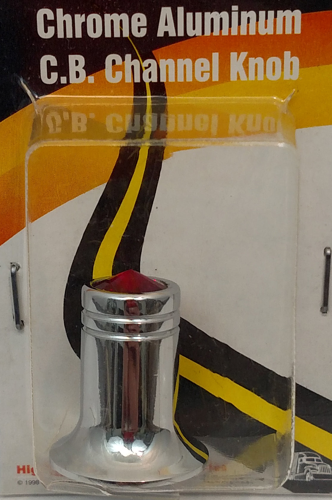 CHROME ALUMINUM JEWELED CHANNEL KNOB (RED)