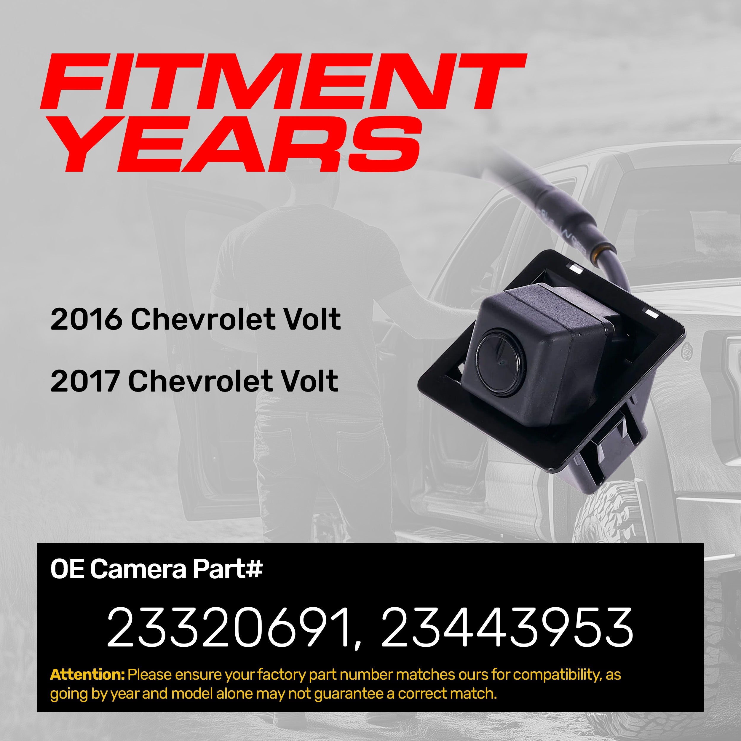 Chevrolet Volt (2016-2017) OEM Replacement Backup Camera OE Part # 23320691, 23443953