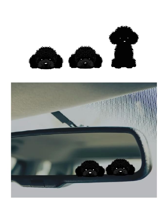 3 PCS Cute Puppies Mirror Sticker for Car, Rearview Mirror Vinyl with Cute Dogs, Car Interior Acceesories, Car Window Decals for