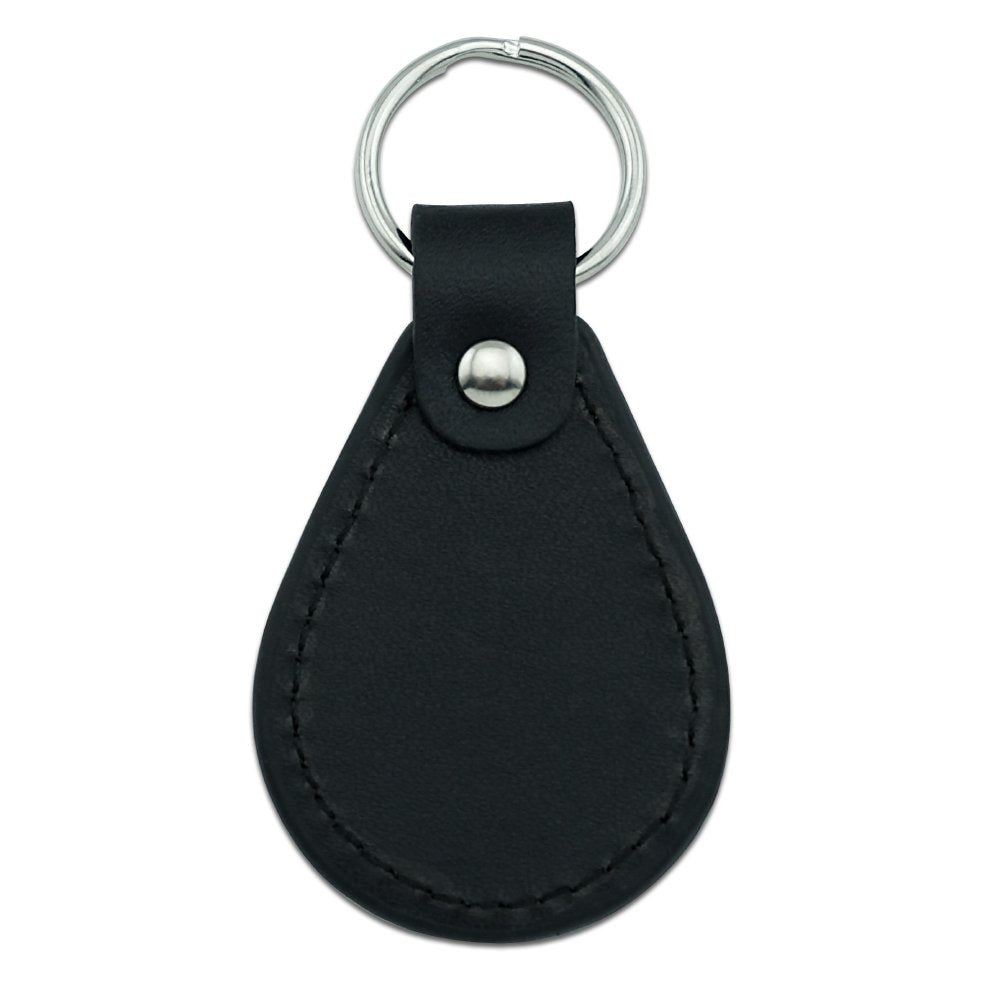 GRAPHICS & MORE Black Leather Ford Mustang Logo Keychain - One Size, Durable Leather/Metal Material