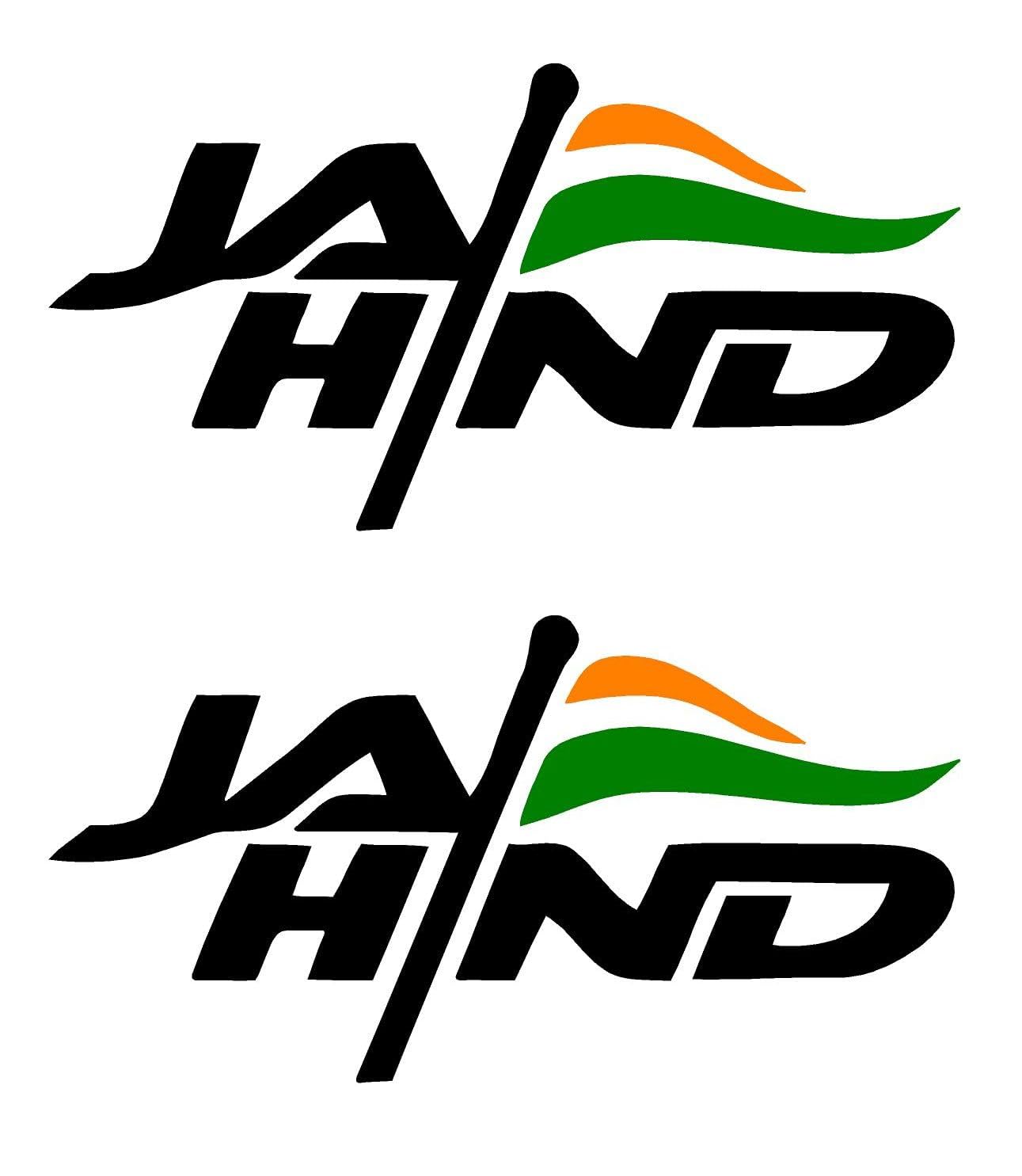 Jai Hind Flag Sticker Car And Bike Sticker 15X8Cm (Black, 6 X 3 Inches, Pack 2 Pcs)