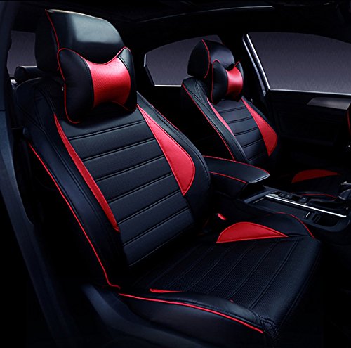 3D FRONTLINE Platinum Series Black Red PU Leather Car Seat Cover Compatible with MG Comet