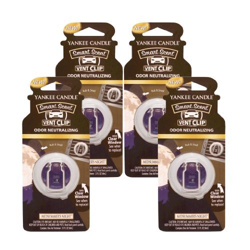 Yankee Candle Car Freshener Smart-Scent Vent Clips, 4-PACK (Midsummers Night)