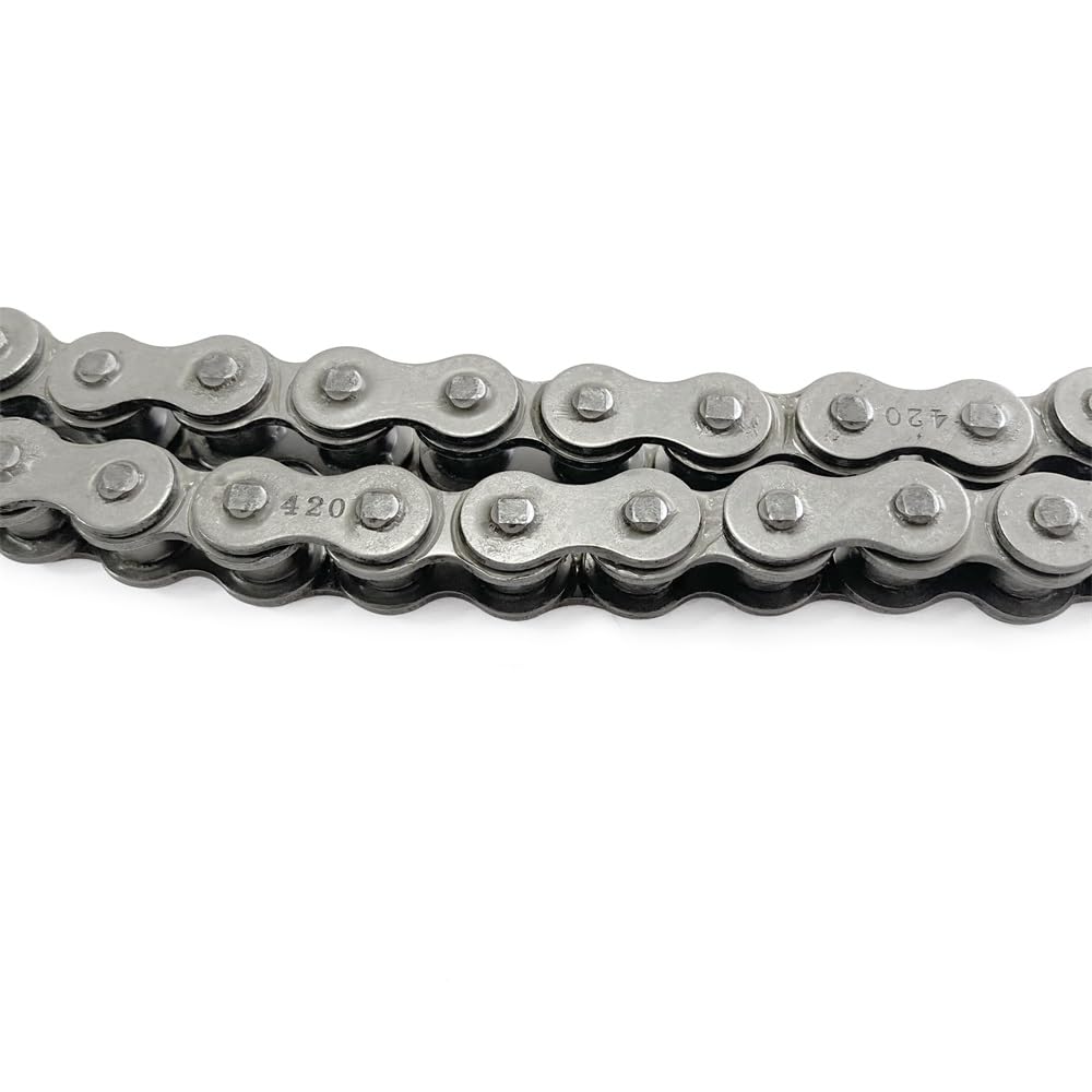 AZSSMUK 420 Motorcycle Chain Carbon Steel Material + 5 Connecting Links,420 Standard Roller Chain for 110cc 125cc Dirt Pit Bike