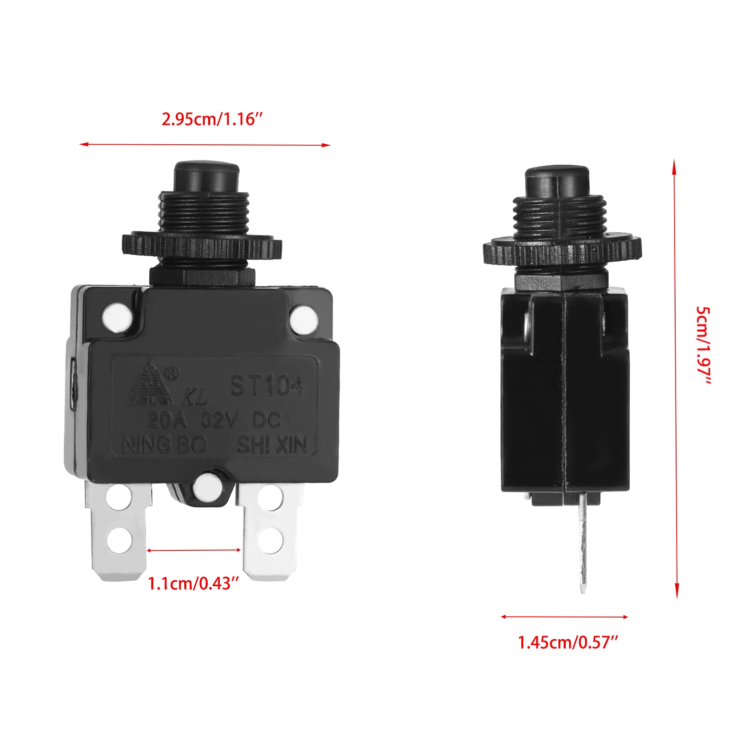KAMIER 20A Circuit Reset Switch Button Replacement for Razor E300 E325 E300S E200 E200S RX200 Electric Scooter E175 E150 E100 E9