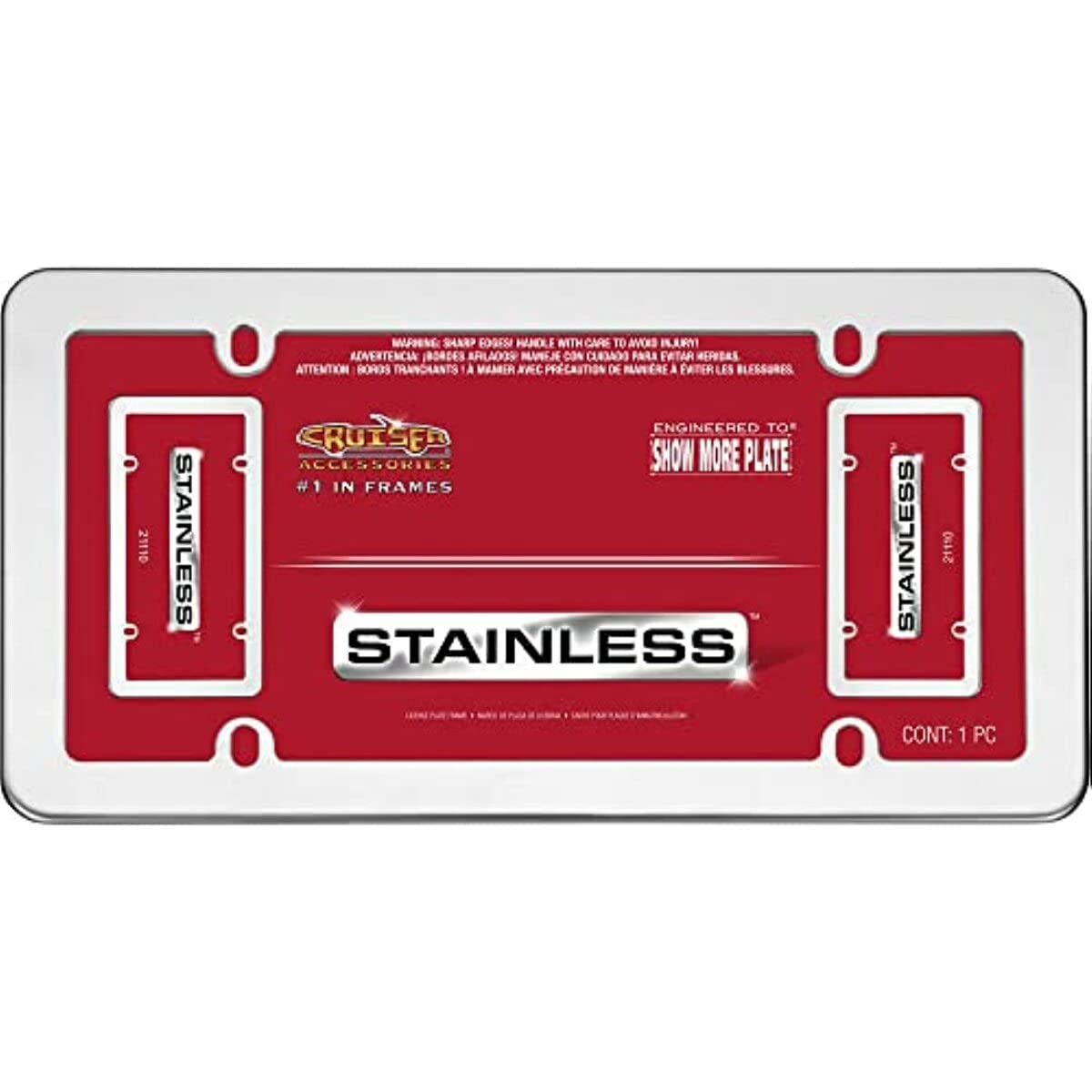 Cruiser Accessories 21110 Stainless License Plate Frame, Stainless Steel
