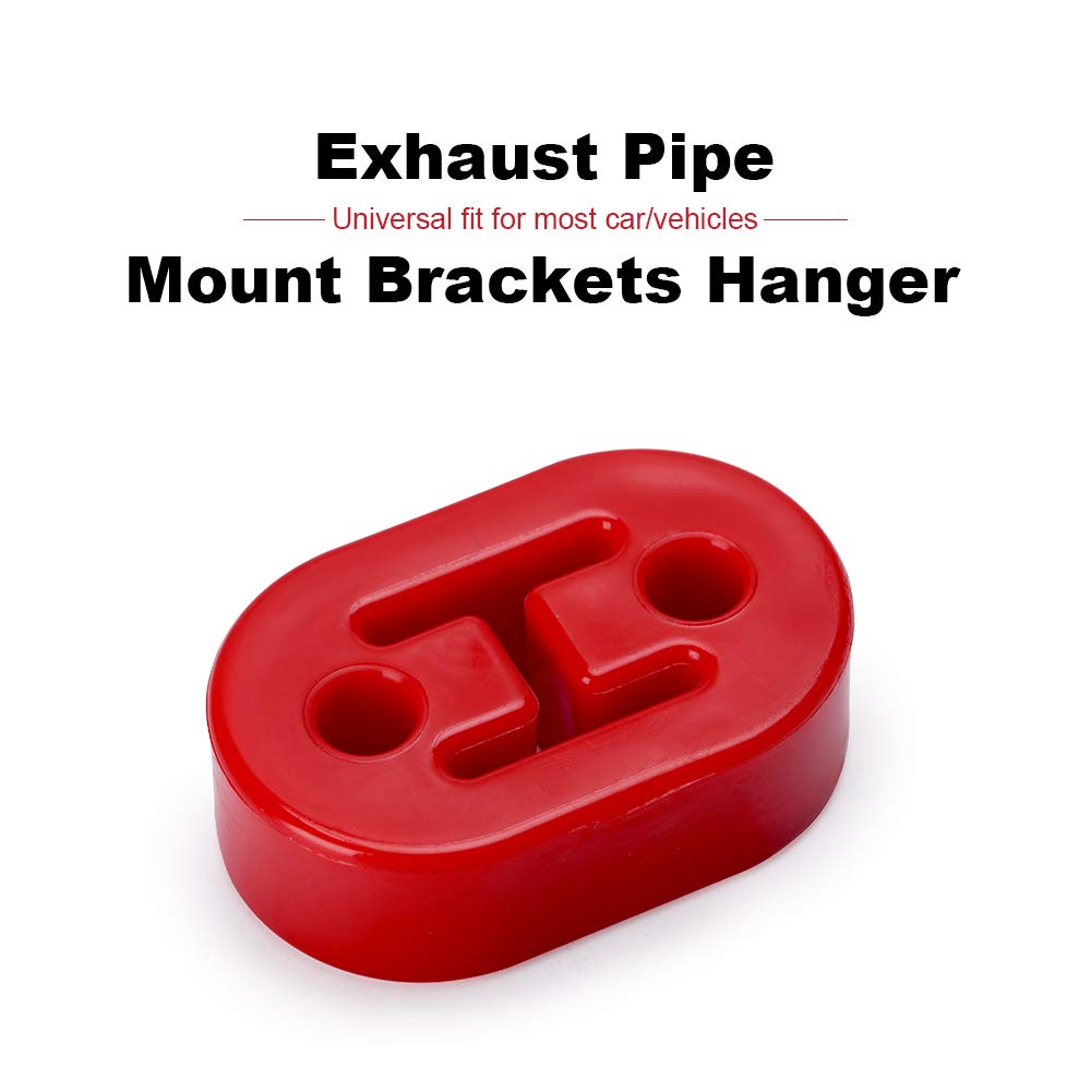 Ptnhz Racing Universal 4Pcs Polyurethane Exhaust/Muffler Rubber Short Hanger Insulator Bracket Bushing Mount 10Mm Red