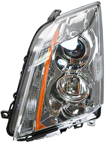 TRQ Headlight Assembly Set, Chrome Bezel, Driver & Passenger Side, Compatible with Cadillac CTS 2008-2014, Clear, Model HLA88579