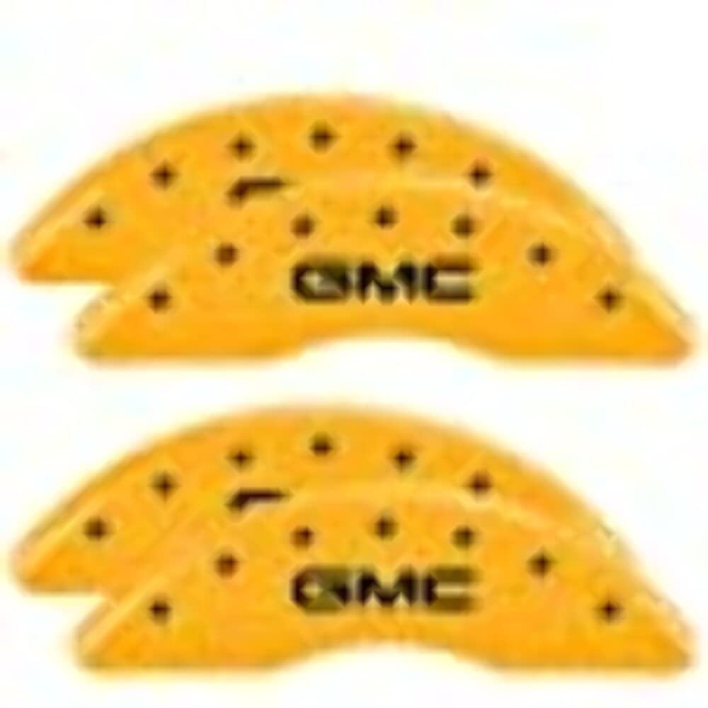 Mgp Caliper Covers 34219Sgmcyl Gmc Yellow Powder Coat Finish, Black Characters, Set Of 4