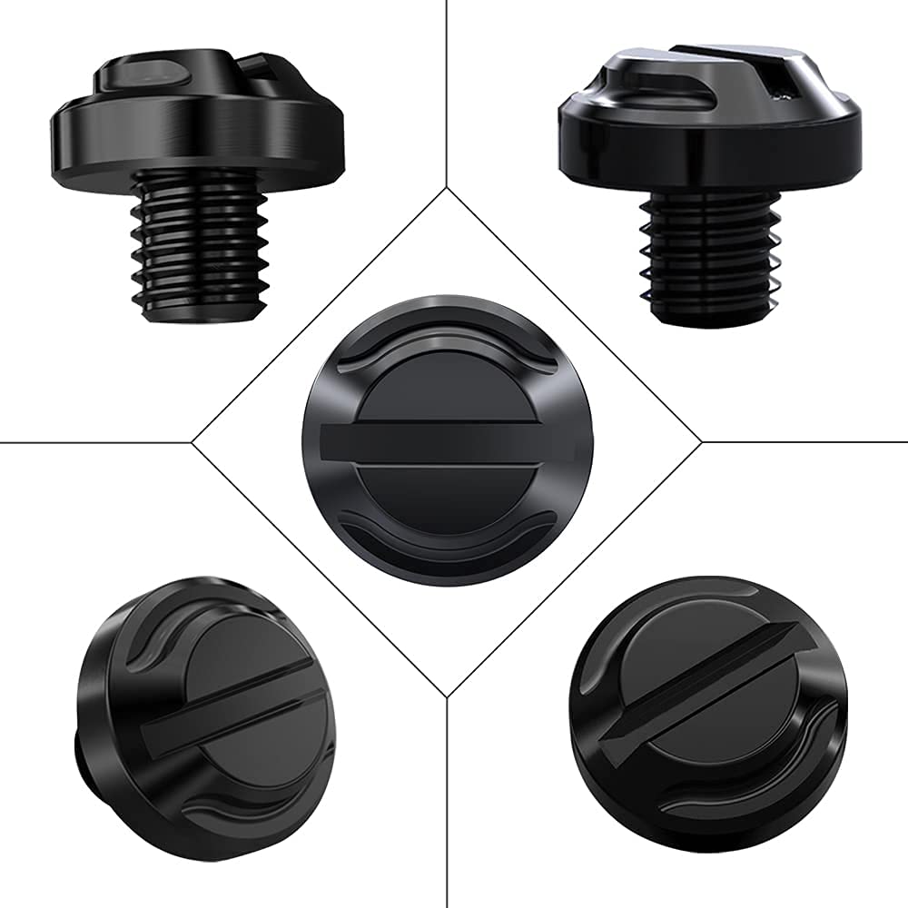 Averzella 4Pcs Motorcycle Mirror Hole Plugs Screws Bolts 2 Regular+2 Reverse M8X1.25 (Black, M8>2 Regular + 2 Reverse)