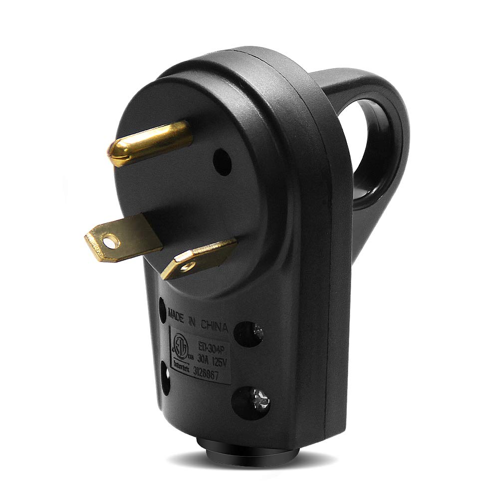 Opl5 30Amp Rv Replacement Male Plug - Heavy Duty Nema Tt-30P Replacement Rv Receptacle Electrical Plug With Easy Unplug Handle D