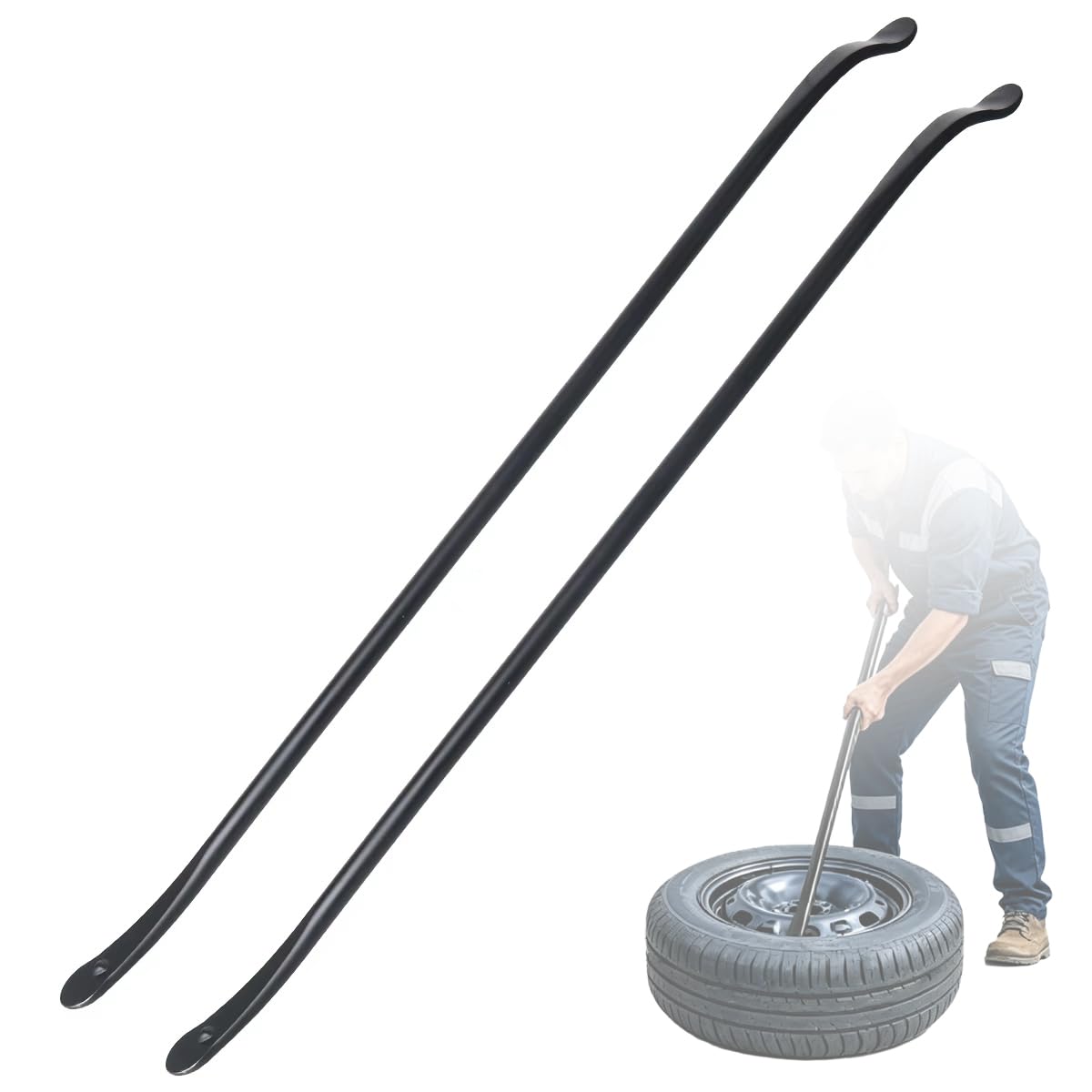 YINZIDUOLAI 2 PCS Tire Mount and Demount Iron, 38 x 4/5 Tire Iron, Tire Bars for Semi Tires, Tire Changing Tools, Semi Truck Tir