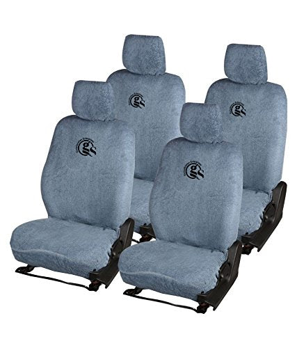 Gursudarshan Towel Front Fixed Headrest Car Seat Cover for Hyundai Eon (Grey)