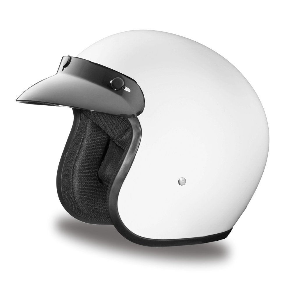 Daytona Cruiser Helmet - Hi-Gloss White - Lightweight 3/4 Shell Motorcycle Helmet with Removable Gloss Black Bubble Visor Added - Bluetooth Compatible - 4XL - 2.35 Pounds