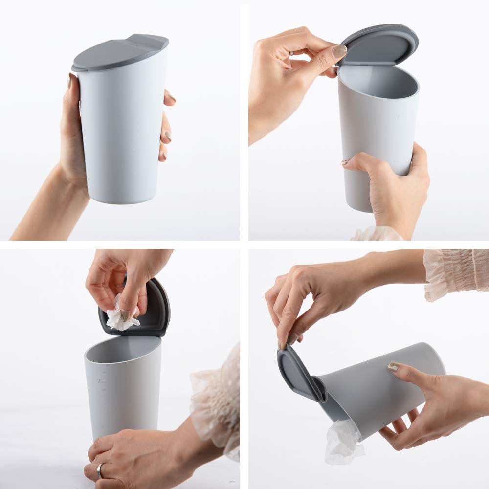 Thinsgo Car Silicone Trash Can With Lid Car Cup Holder Trash Bin Auto Vehicle Car Garbage Can Bin Use In Auto Home Office (Black)