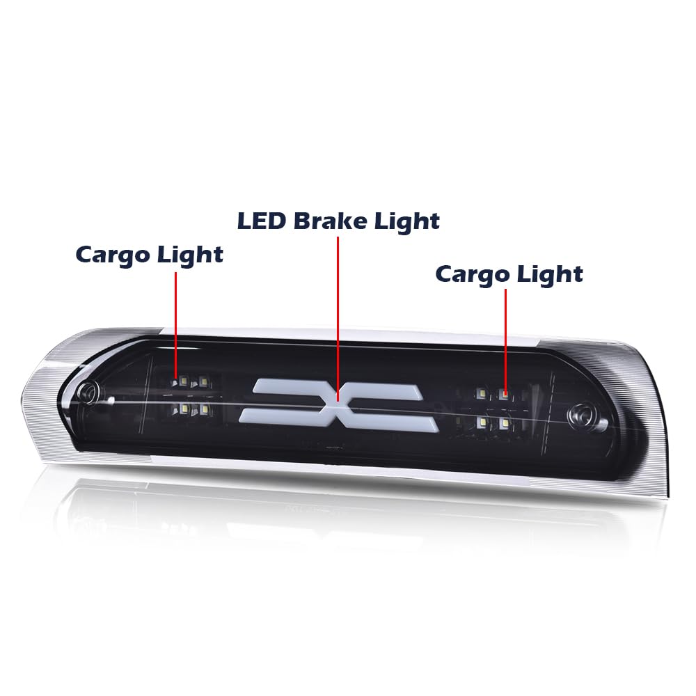 Cheda Led Third Brake Lights Compatible With 2002-2008 Dodge Ram 1500/2003-2009 Dodge Ram 2500 3500 High Mount Stop Light Smoky