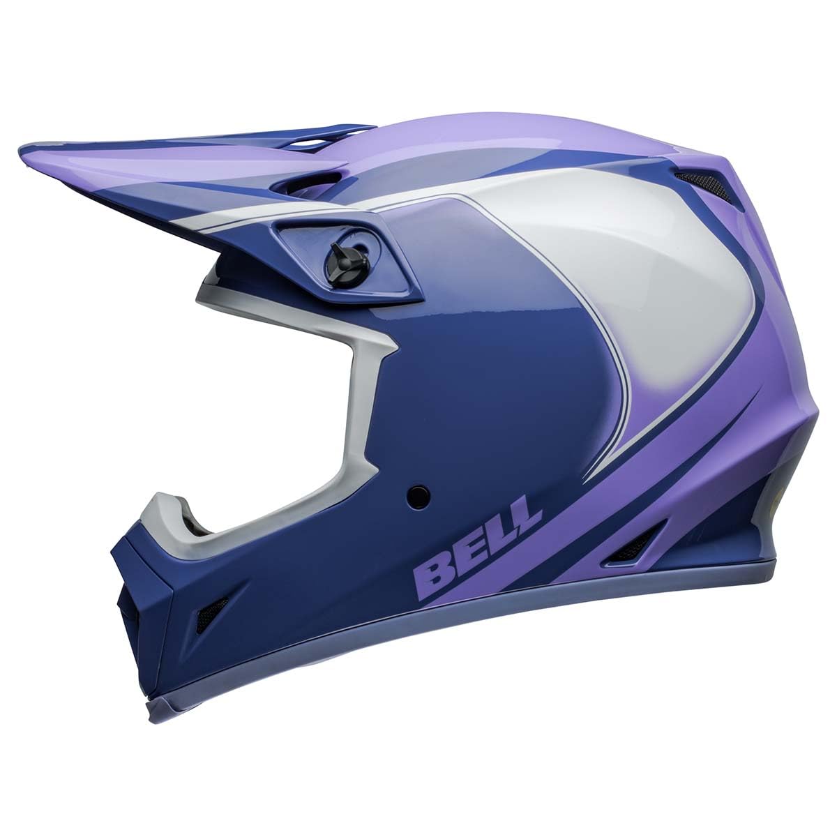 BELL MX-9 MIPS Dirt Helmet - Dart Gloss Purple/White, XX-Large, Lightweight Polycarbonate/ABS Shell, Model 7157446