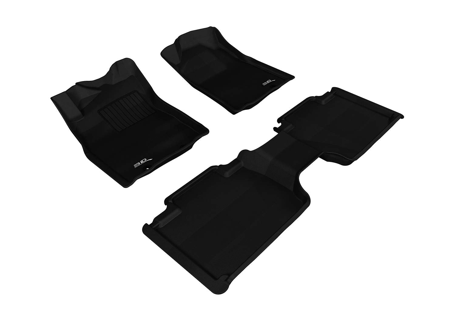 3D Maxpider Custom Fit Kagu Floor Mat (Black) For 2012-2015 Toyota Tacoma Access Cab - 1St Row 2Nd Row
