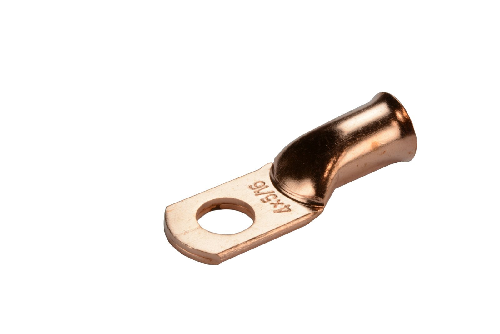 Temco 25 Pack Bare Copper Welding Battery Cable Ends, Lugs Terminal 4 Awg 5/16'' Hole (6 Awg To 1/0 Awg Options Available)