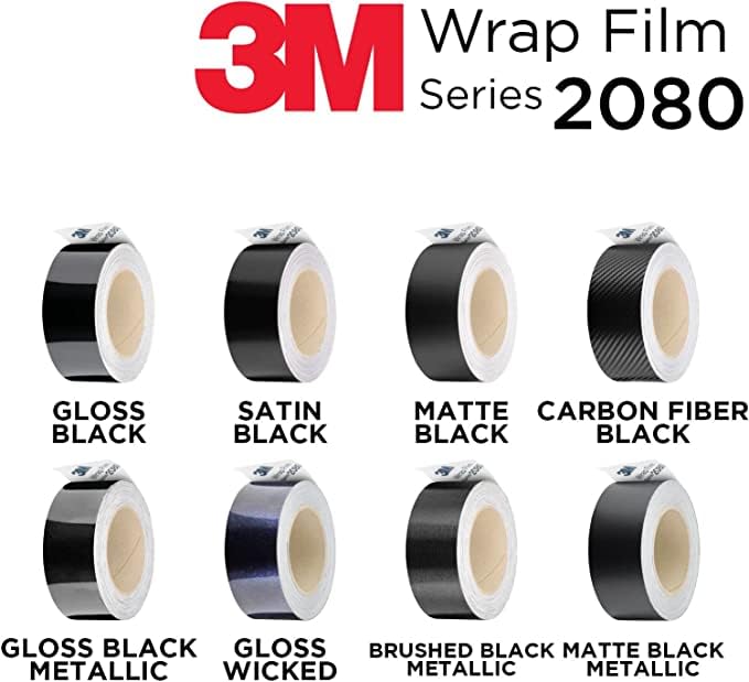 Upromax 3M Vinyl Wrap 2080, Satin Black, 0.5" x 5FT, Air Release Technology for Car Detailing and DIY Projects, Model A3MS12225