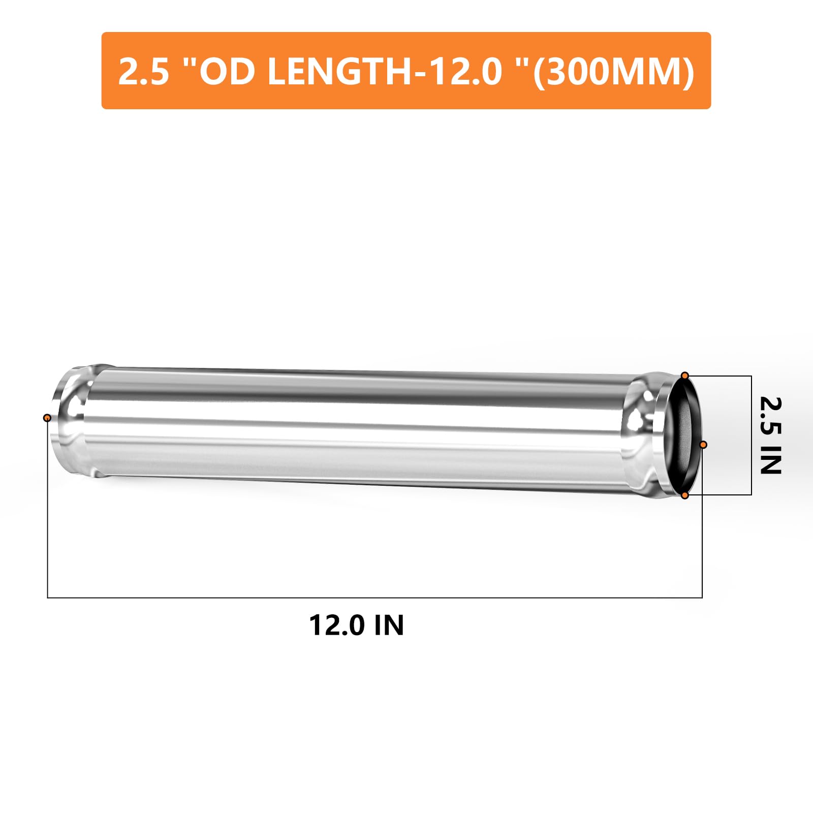 Gasher 1Pcs 12''(300Mm) Aluminum Alloy Tube 2.5''Od Intercooler Pipe With Bead Roll For Intake And Cooling Systems