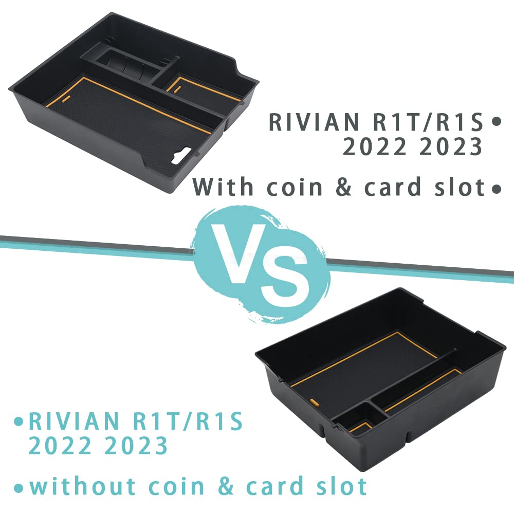 BestEvMod Center Console Organizer Tray for Rivian R1T R1S 2022-2026, ABS Material, W/O Coin, Yellow