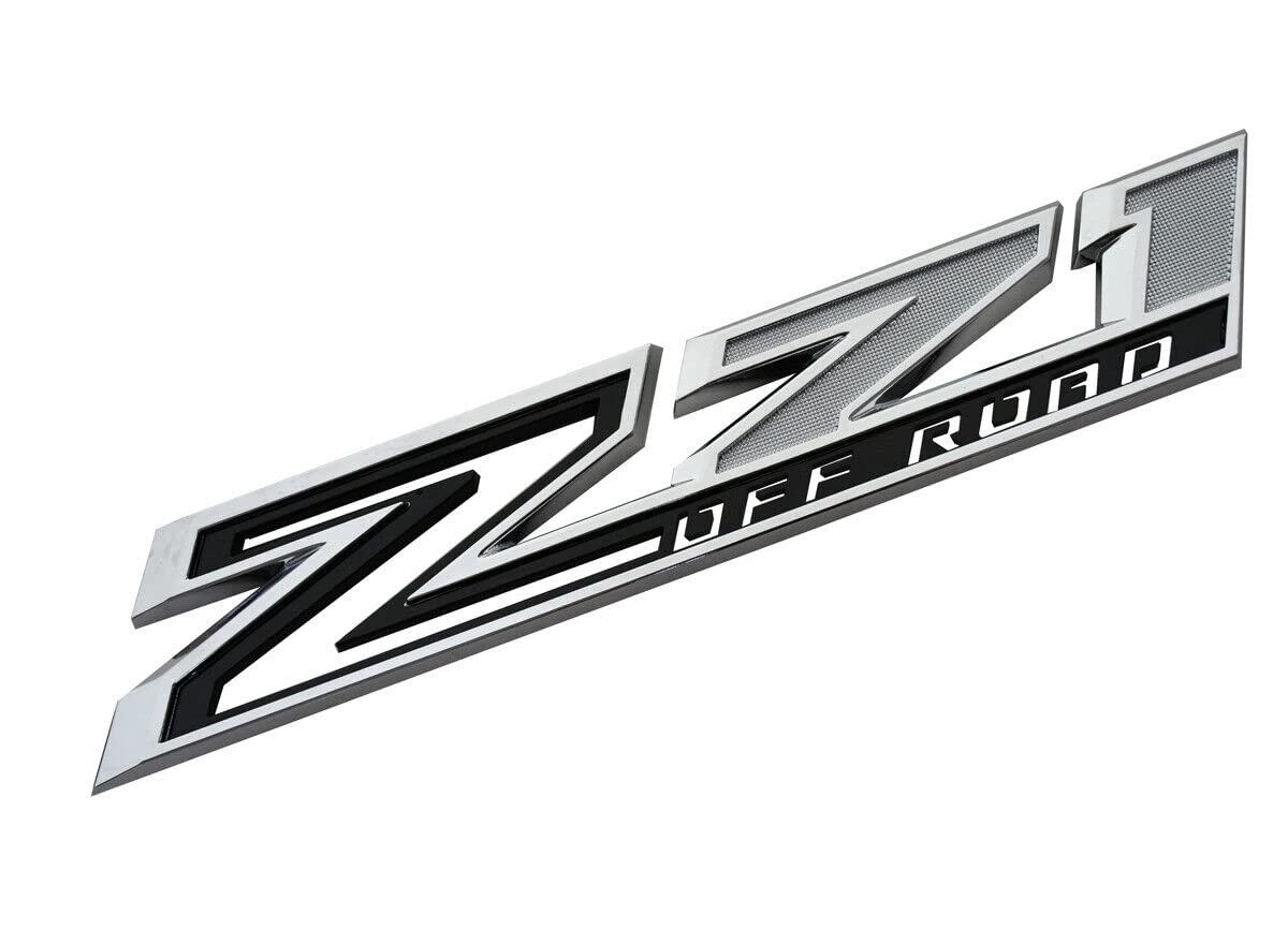 Yoaoo 2-Pack Z71 Off Road Emblems | Chrome Black Decals for Silverado | Model CS203-2-Z71offCHBK