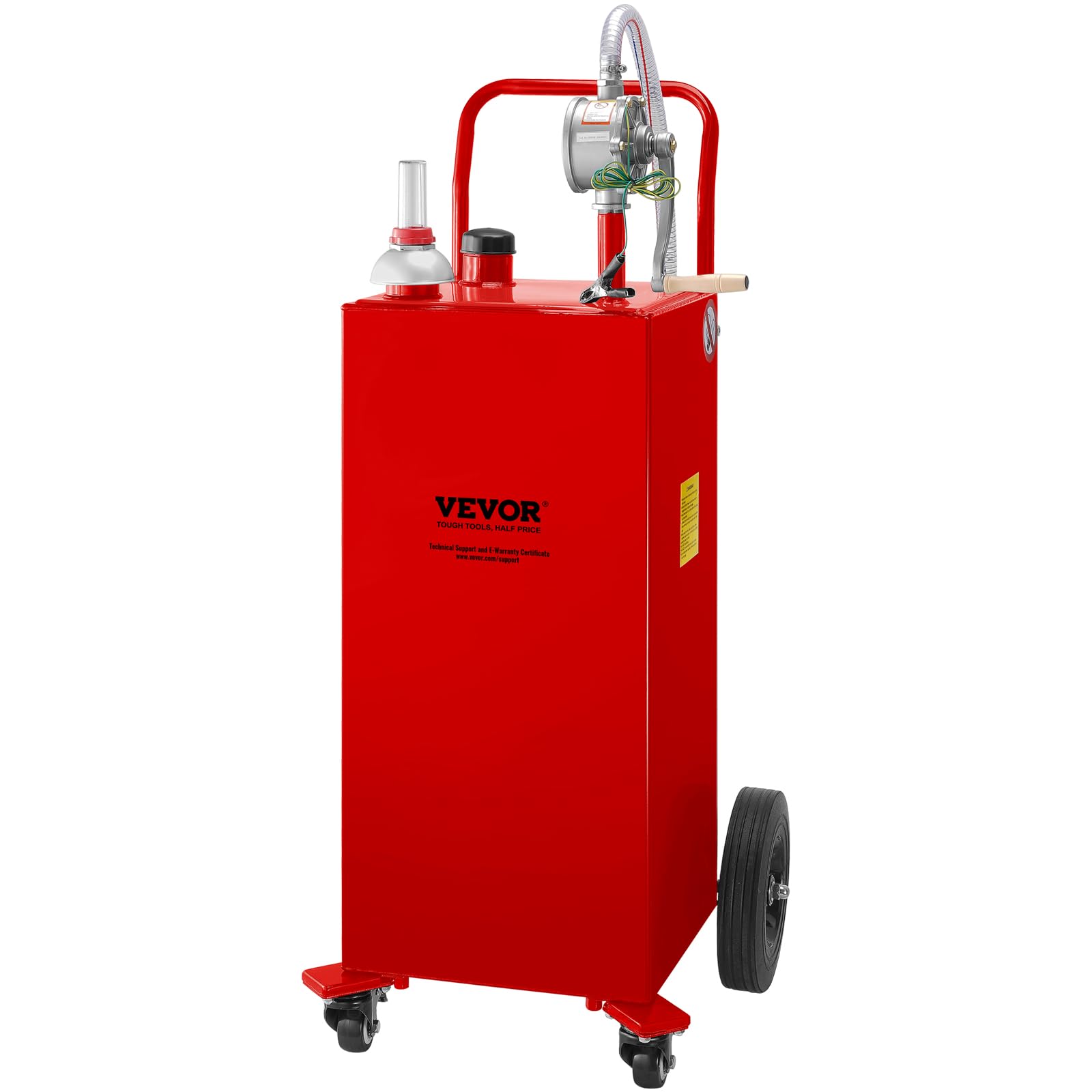 VEVOR 30 Gallon Fuel Caddy, Gas Storage Tank & 4 Wheels, with Manual Transfer Pump, Gasoline Diesel Fuel Container for Cars, Law