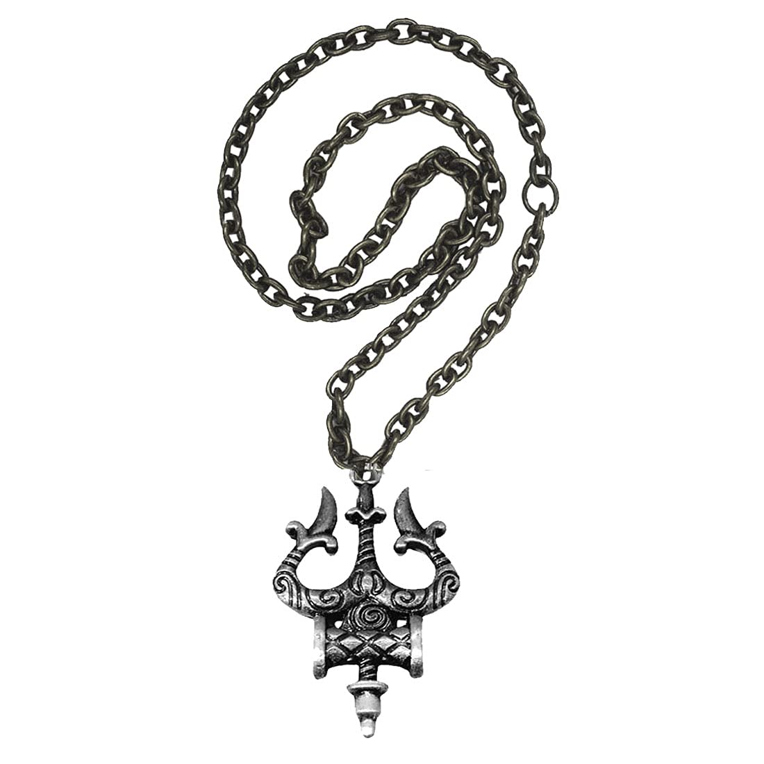 AFH Antique Silver Lord Shiva Trishul Damru Car Mirror Charm Decorative Hanging Ornament