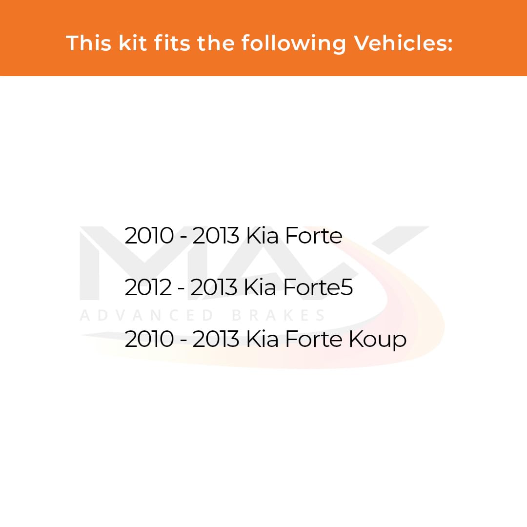 Max Advanced Brakes Rear Brake Kit For 2010 2011 2012 2013 Kia Forte 2012 2013 Kia Forte5 2010-2013 Forte Koup Replacement Premium Oe Disc Brake Rotors And Ceramic Brake Pads