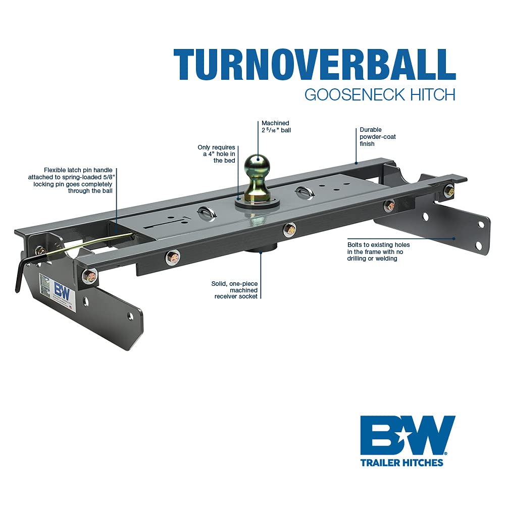 B&W Trailer Hitches Turnoverball Gooseneck Hitch - GNRK1067 - Compatible with 2001-2010 Chevrolet/GMC 2500 HD Trucks and 2007-20