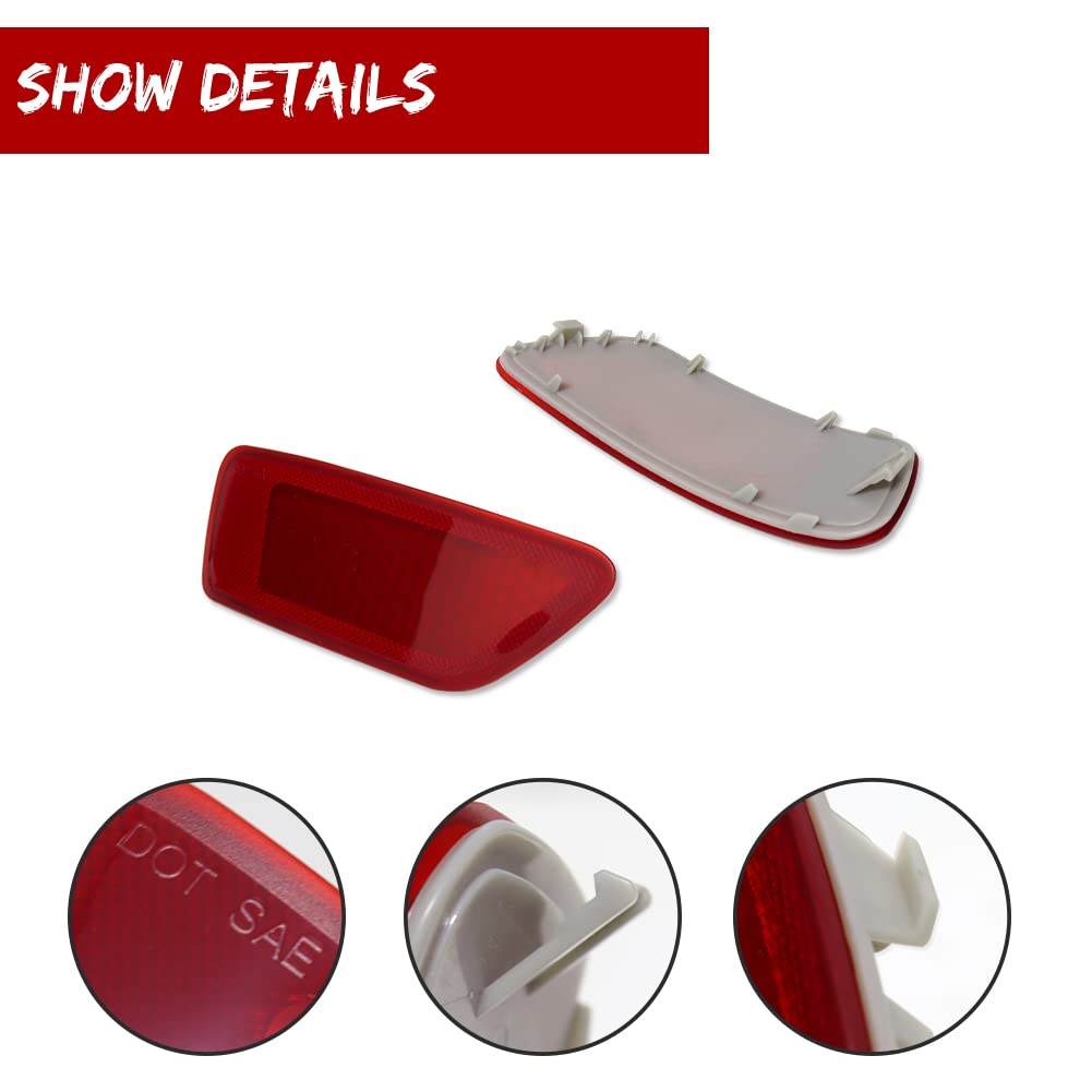 GTINTHEBOX Red Lens Rear Bumper Reflector Light Lamp Compatible with Jeep Grand Cherokee 2012-2018, Patriot 2013-2017, Compass 2