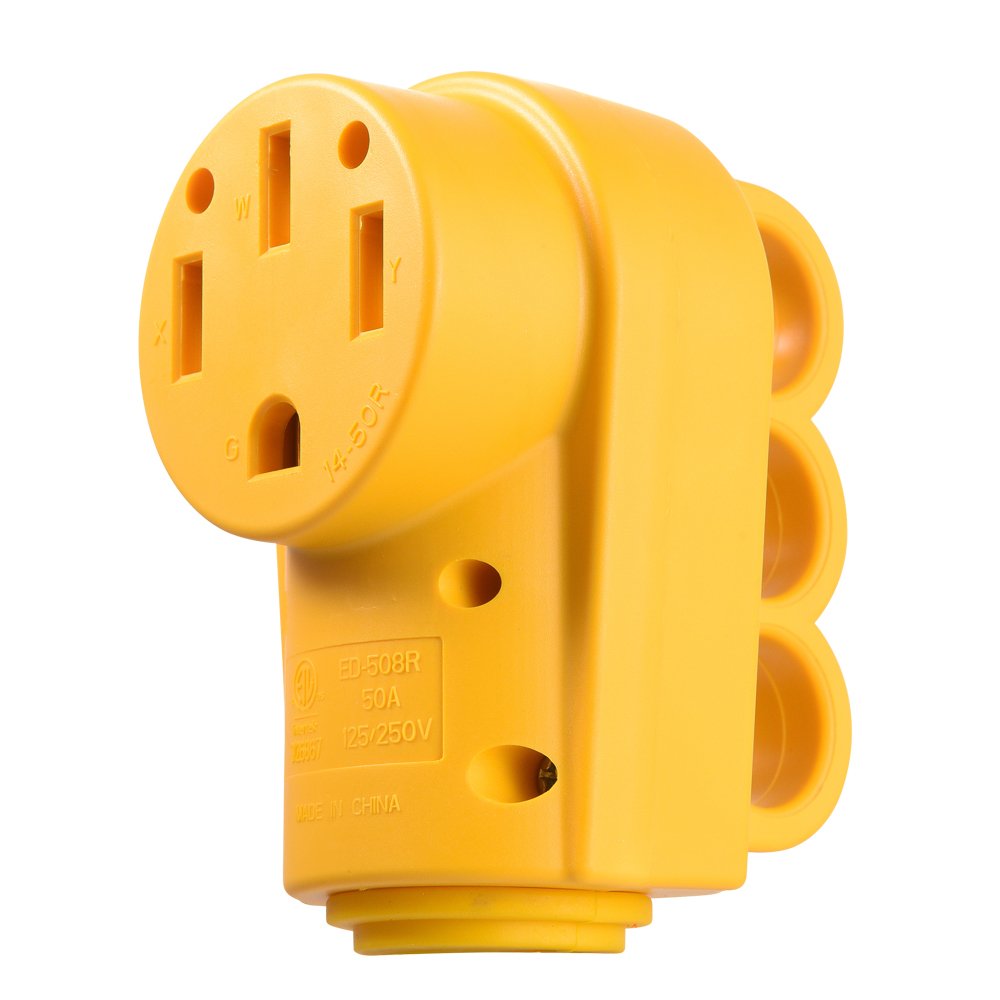 Snowy Fox RV 50 Amp Female Replacement Plug 14-50R Heavy Duty 125V/250V Receptacle Plug with Ergonomic Handle for RV, Camper, Ca