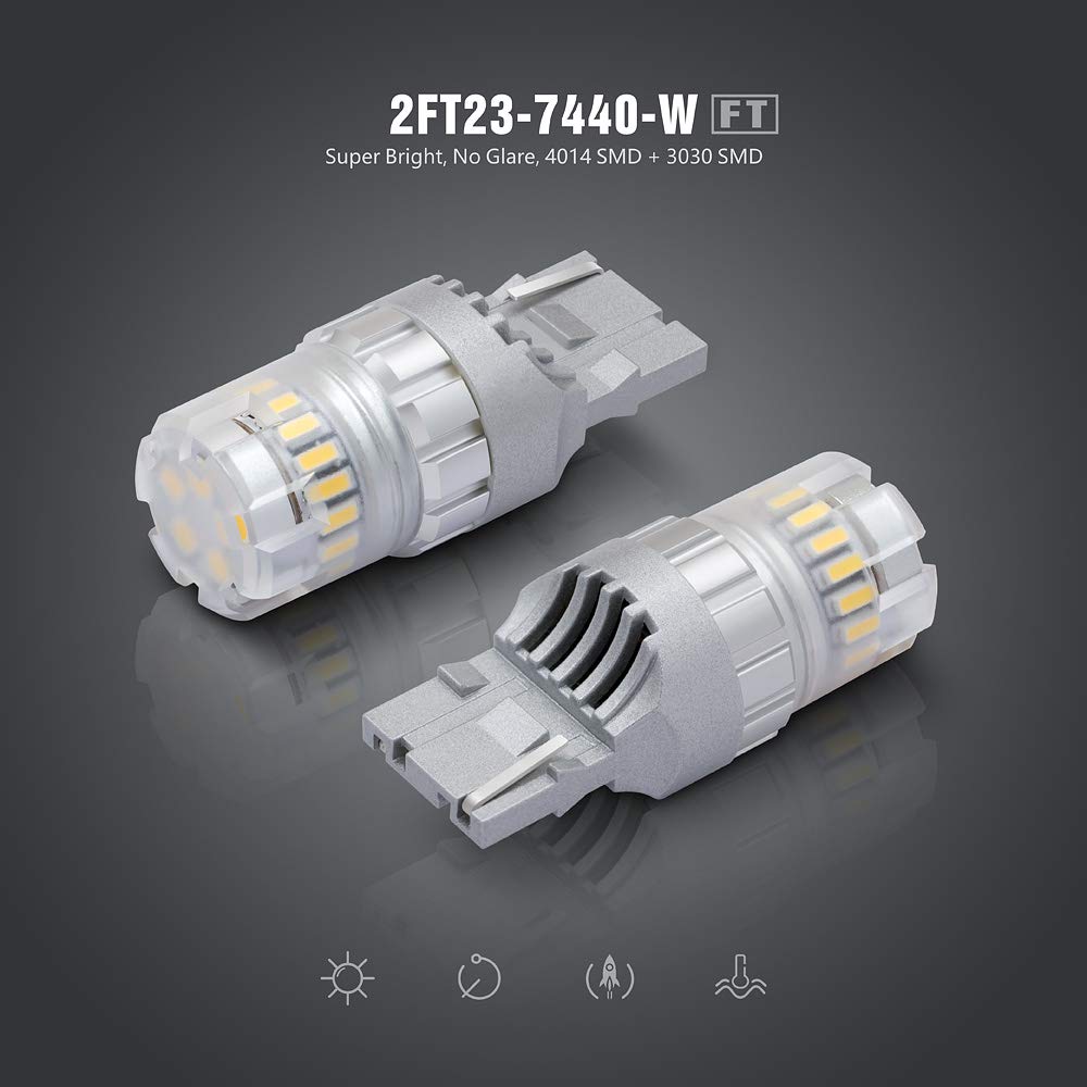Sir Ius Led - Ft- 7440 Led Backup Reverse Light Bulb Super Bright High Power Single Filament Function Air Vent Design 3030+4014