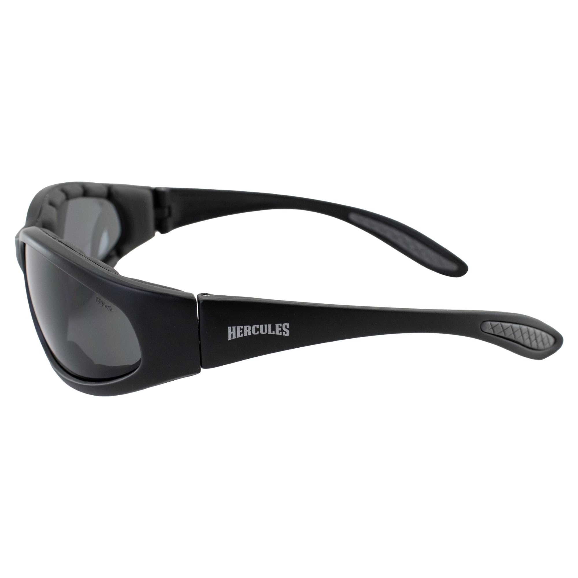 Gvhps1 Smoke Tint Lens Motorcycle Padded Glasses Sunglasses Nylon Black Frame Uv400 High Impact Protection Plus Storage Bag